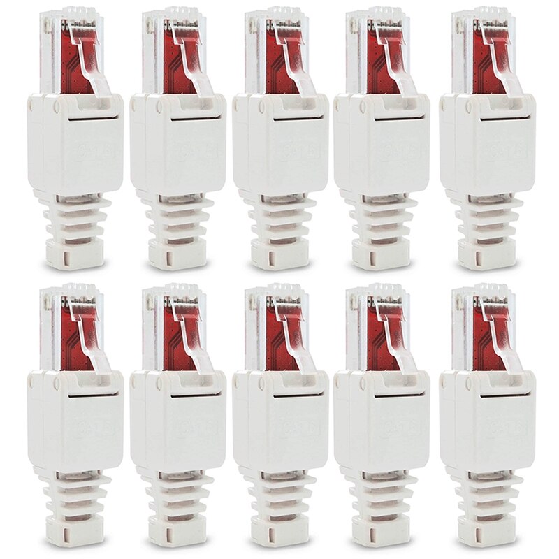 10 x nettverkskontakter verktøyfri  rj45 cat 6 lan utp kabel plugg uten verktøy cat 5 cat 7 installasjonskabel patchkabel: Default Title