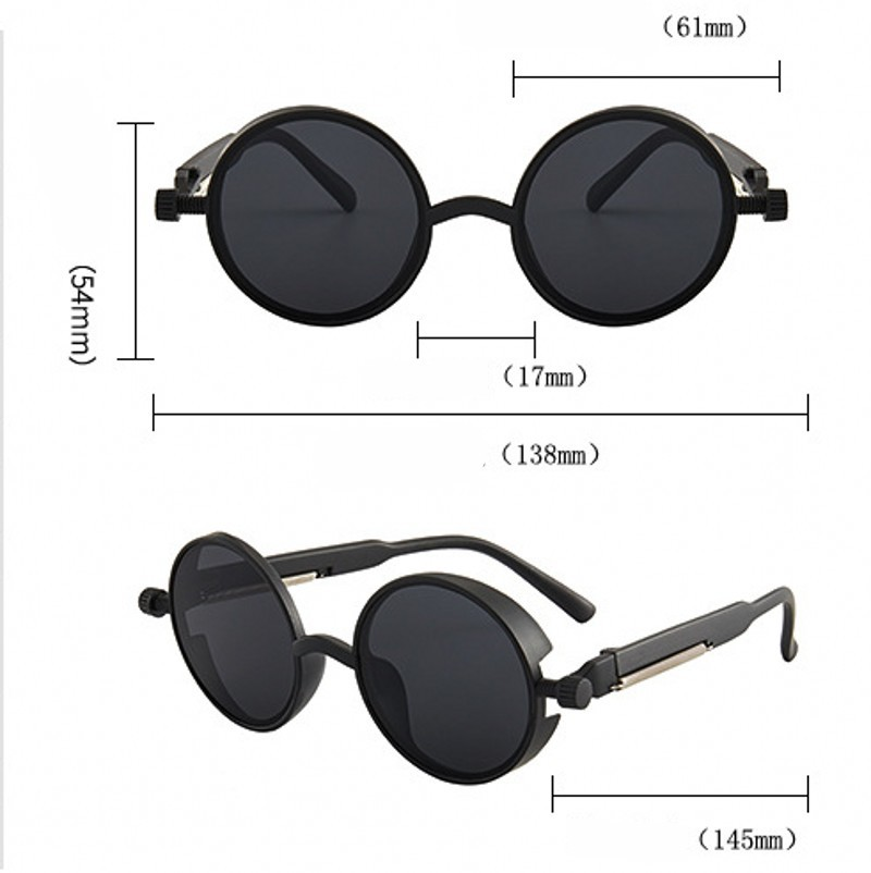 Mode Steampunk Stijl Zonnebril Retro Klassieke Ronde Frame Glazen Multi-color Lens Zon Brillen Gothic Punk Bril Unisex