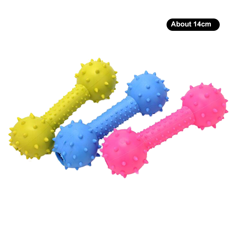 Durable Rubber Dog Toys Bite Resistant Dog Chew Toy Chihuahua Teddy Bulldog Puppy Pet Toys For Small Dogs Cleaning Teeth Toy: Barbell