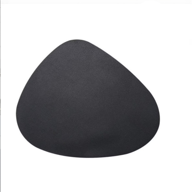 Conjunto de placemats de couro pu de formato irregular, à prova de óleo, à prova d'água, dupla face, para cozinha, mesas de bistrô, bares, cafeterias: Preto