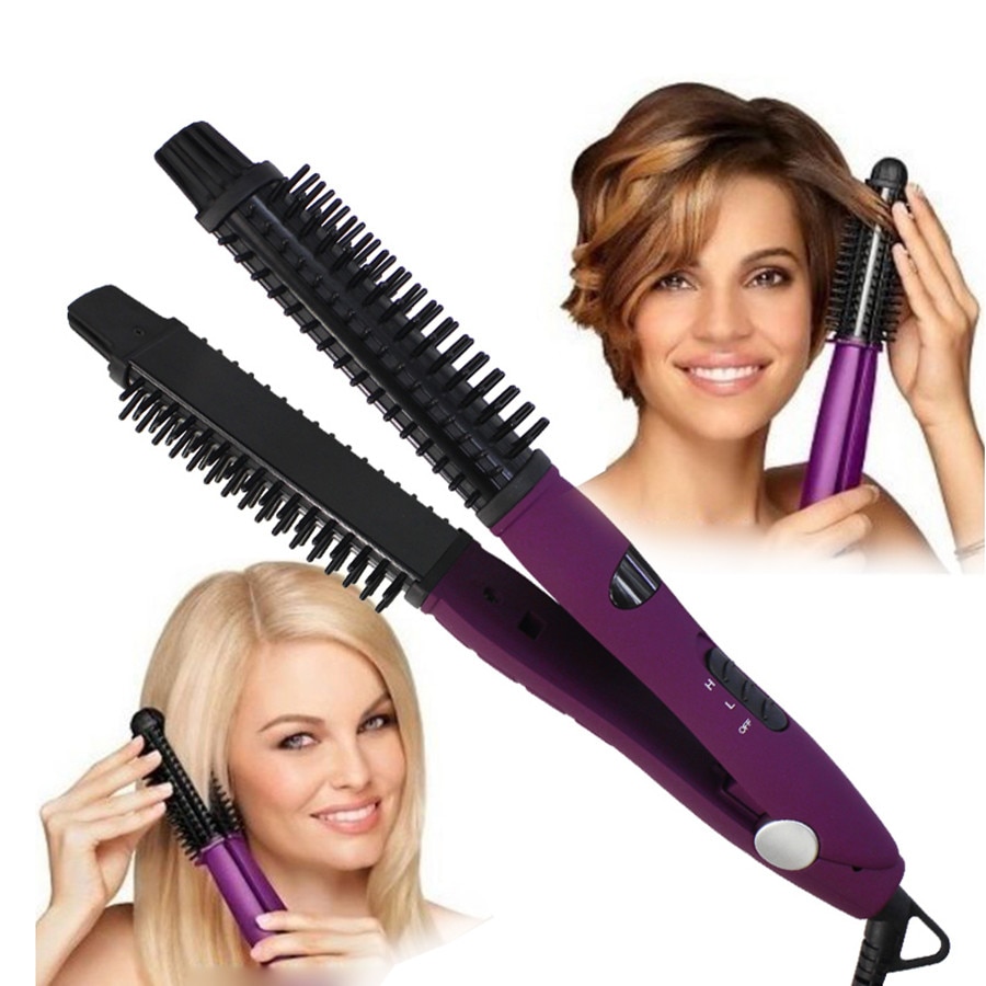 2 In1 Pro Keramische Krullen Magic Hair Roller Straightener Curler Ronde Borstel Haar Wand Haar Keramische Ijzer Professionele Rollers