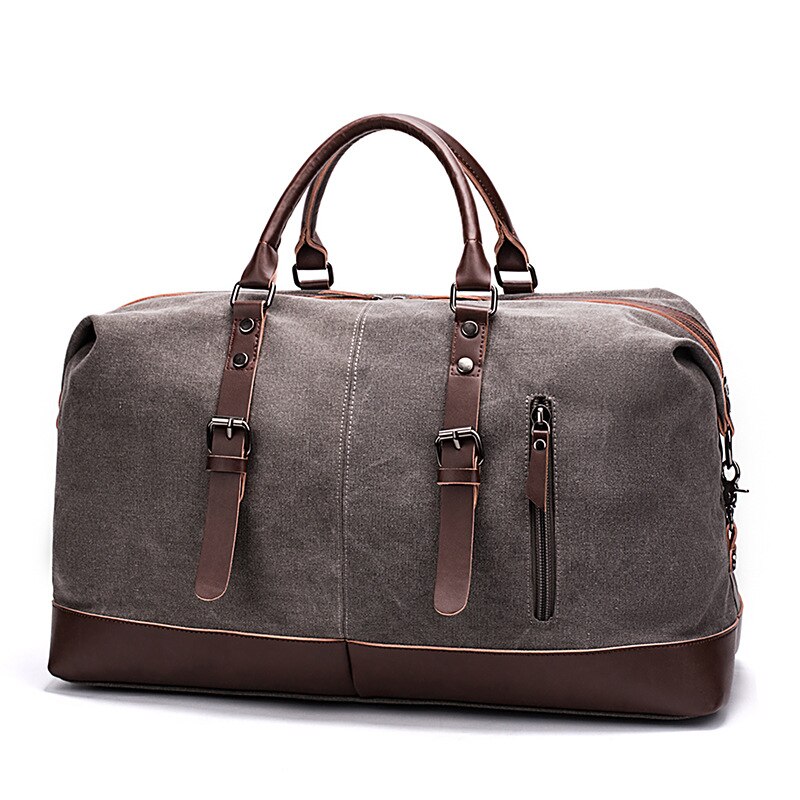 Canvas Reistas Mannen Lederen Outdoor Schoudertas Messenger Grote Capaciteit Tote Bag Bagage Duurzaam Koe Lederen