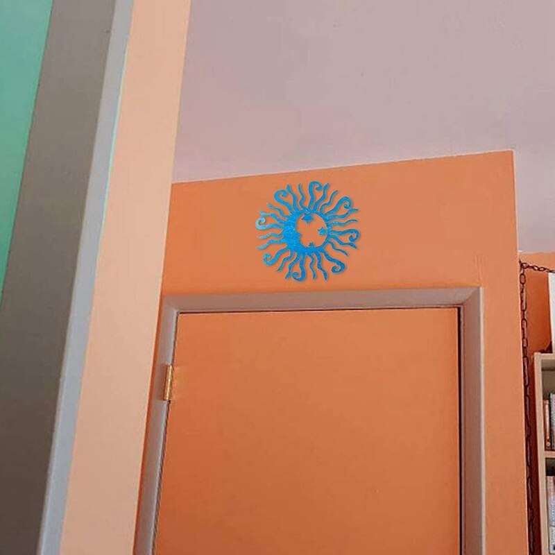 Solar Moon Metal Wall Art Steel Outdoor Decor Active Metal Reflective Wall - Fairy Garden Art Backyard Art