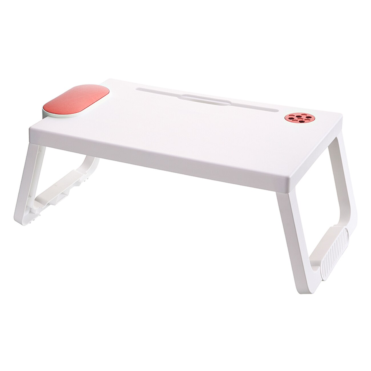 Multifunctional Folding Storage Computer Desk Study Table Plastic Foldable for Bed Sofa Tea Serving Table Computer Desk: orange and white