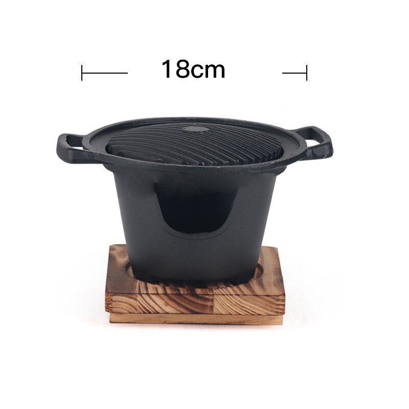 Estufa pequeña para barbacoa, cocina doméstica de estilo coreano para una persona, barbacoa al aire libre, sin humo, olla pequeña para asar de estilo japonés, MeatTool: 18cm