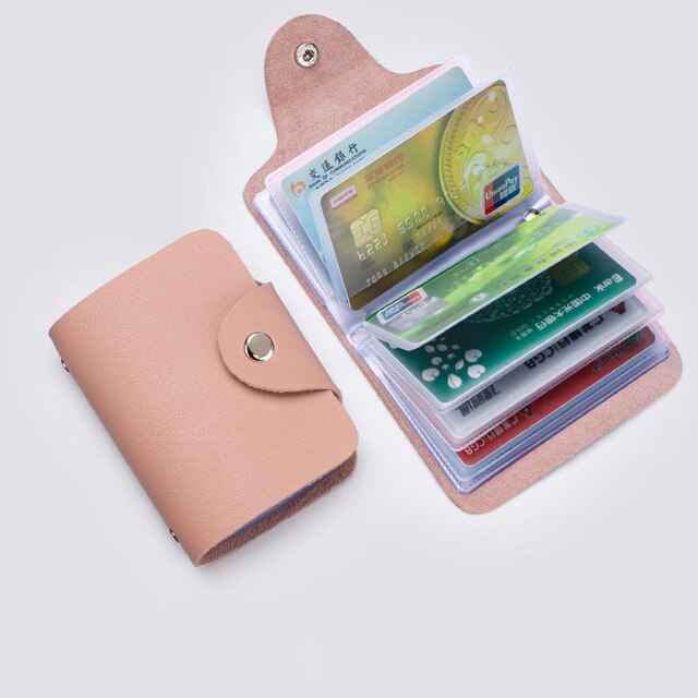 Men Business Card Holder PU Leather Credit Card Holder Women Zipper Pocket Unisex Card Case Zipper Coin Purse Mini Wallet: Pink