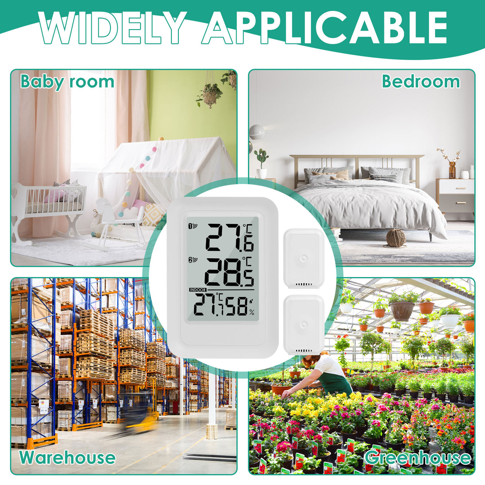 Digital Thermometer Hygrometer Indoor Mini Temperature Humidity Monitor Battery Powered Outdoor Room Thermometer for Home