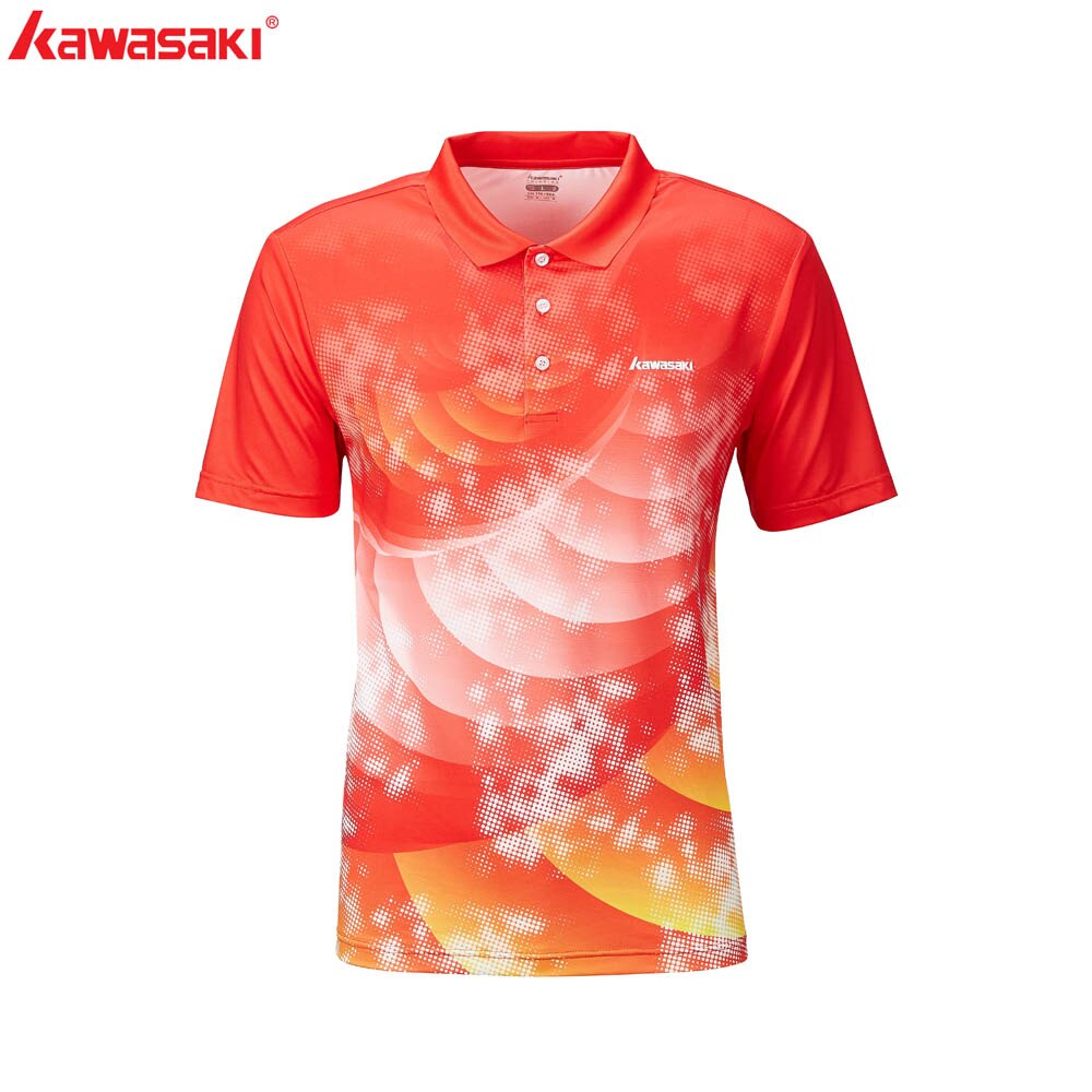 KAWASAKI transpirable bádminton Camiseta de manga corta para hombre verde rojo camiseta de secado rápido Fitness camisas ST-R1244