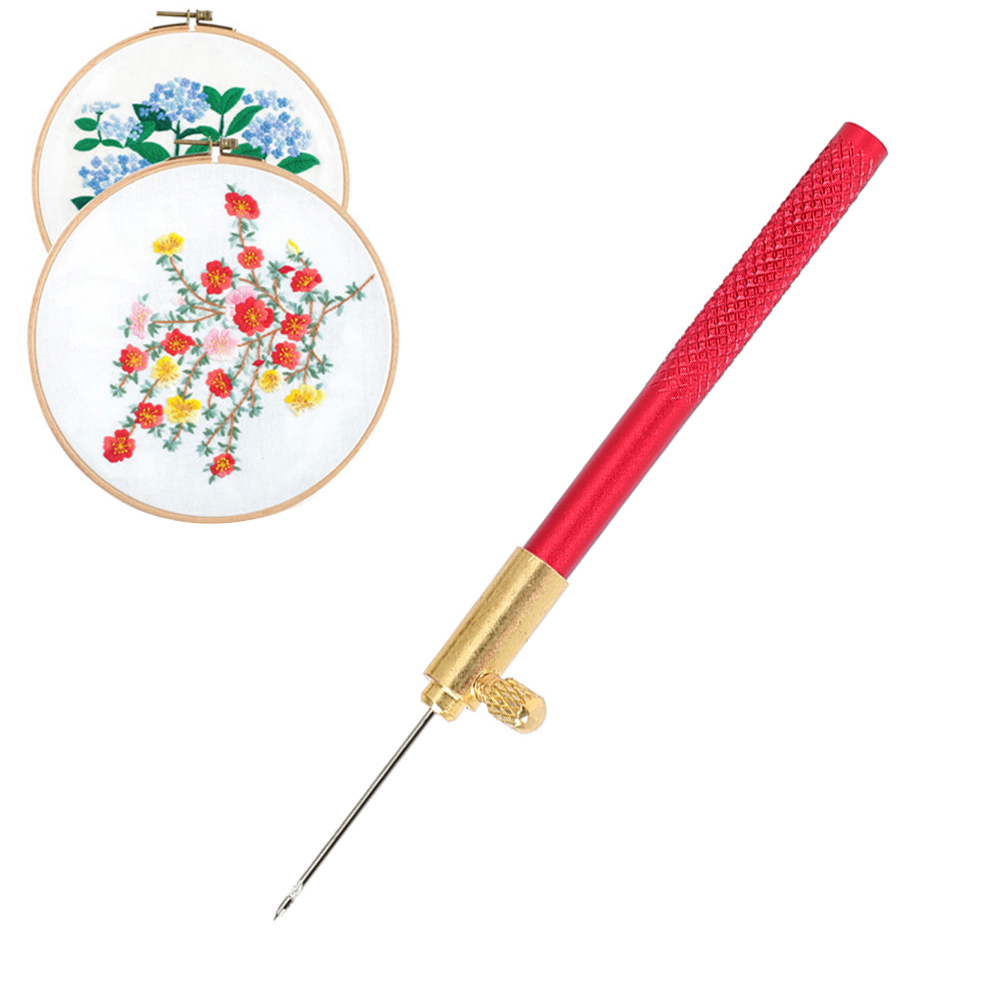 Wood Handle French Crochet 3 in 1 Hoop Embroidery Tambour Beading Embroidery Needlework DIY Framed Hook Needle DIY Craft