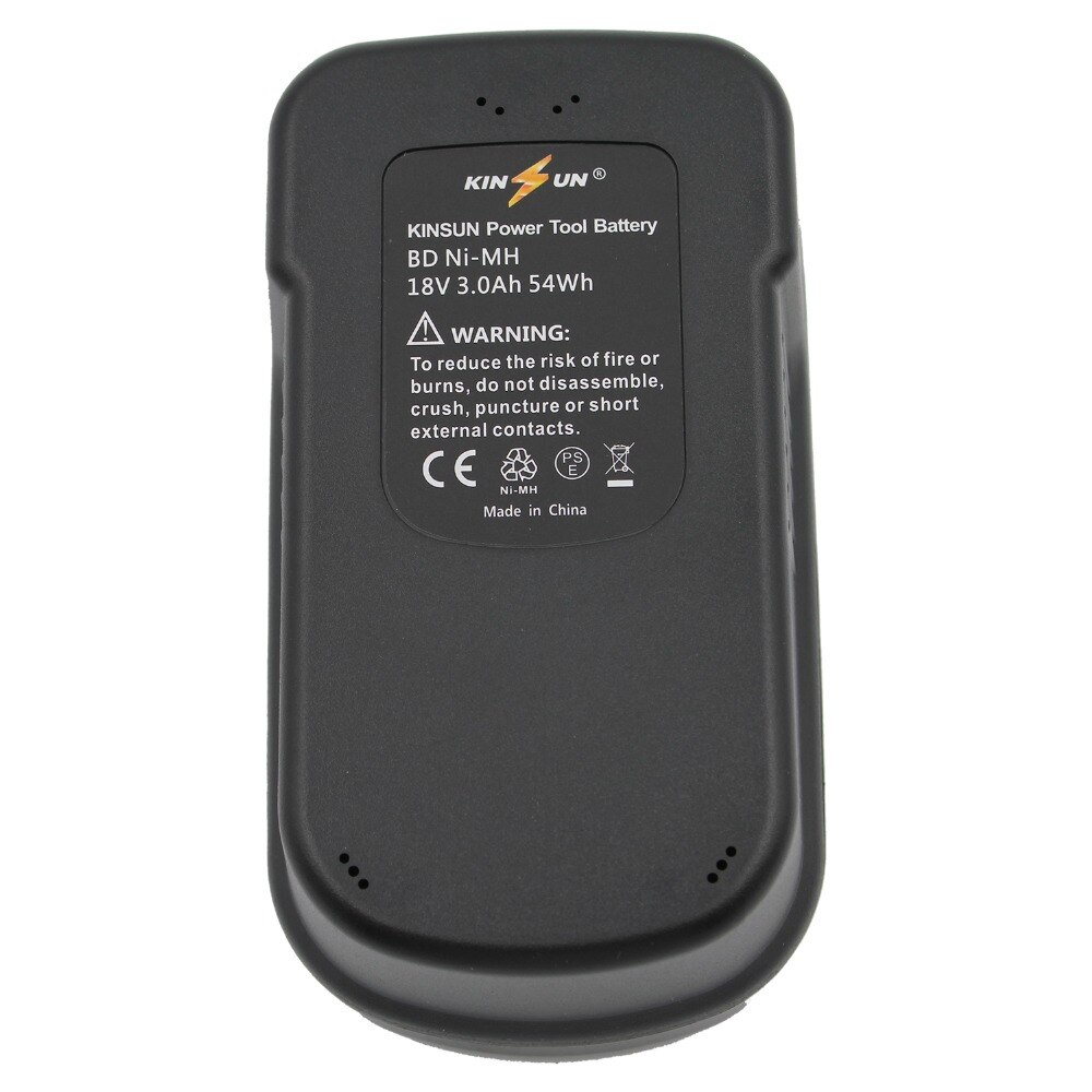 KINSUN Replacement Power Tool Battery 18V 3.0Ah Ni-Mh for Black & Decker Cordless Drill Screwdriver A1718 A18 BD18PSK HPB18