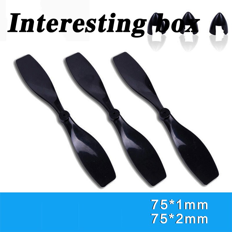 1 pair of positive and negative propeller model accessories jet black propeller DIY length 75mm hole diameter 1mm/2mm