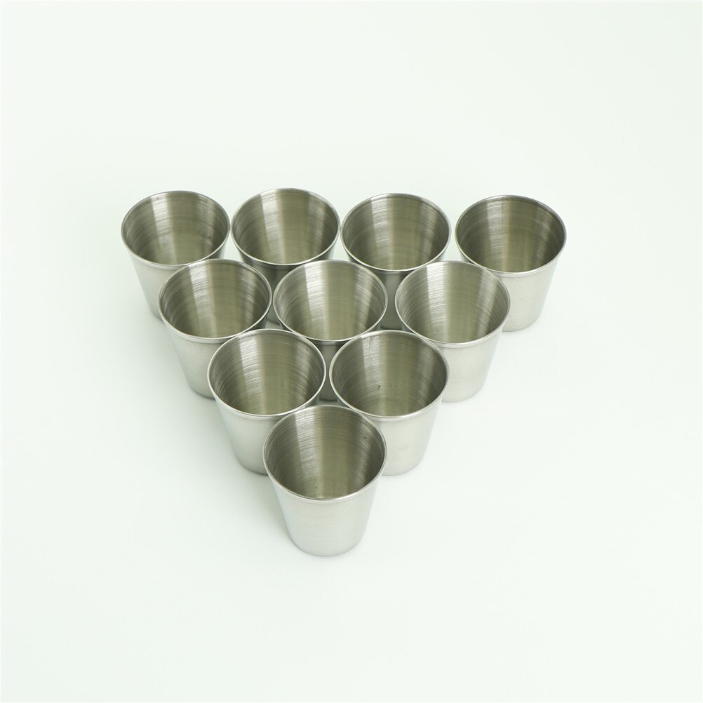 10pcs/set Mini 30ml Polished Silver Stainless Steel Wine Drinking Shot Glass Barware Cup