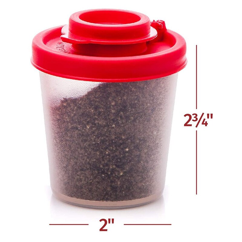 ! Salt And Pepper Shakers Moisture Proof ,Salt Shaker With Red Covers Lids Plastic Airtight Spice Jar Dispenser