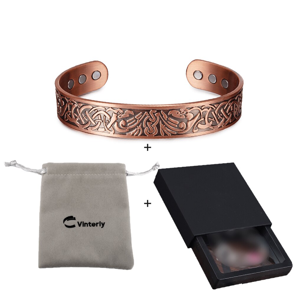 Viking Magnetische Puur Koperen Armband Mannelijke Vegvisir Verstelbare Energie Magnetische Armband Voordelen Polsband 15Mm Mannen Armbanden: viking bag box