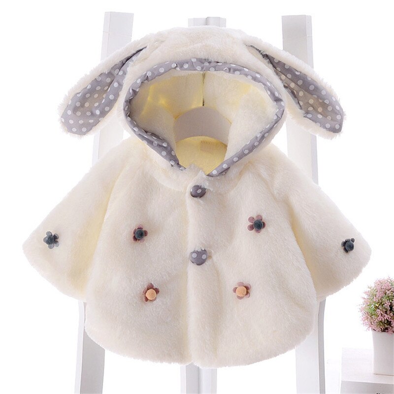 0-24m vinter nyfødte spædbarn barn baby pige hætteklædt pelsjakke langærmet jakke kanin øre hættetrøjer overtøj pige tøj tøj