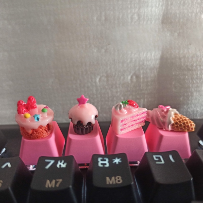 1pc diy pbt-toetskappen roze schattige taart-ijsjes voor mechanische toetsenborden  r4 hoogte 35ea