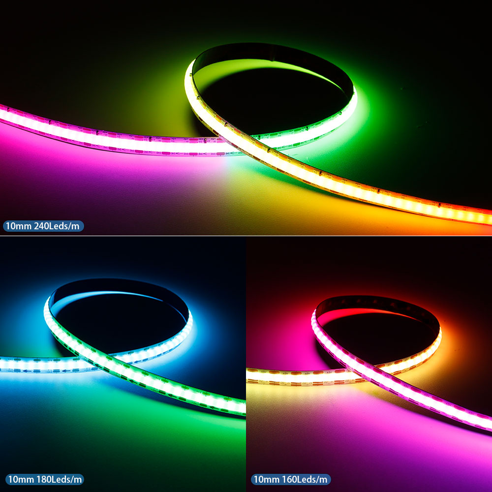 Bande lumineuse Led COB RGBIC W2812B, DC5V, WS2812, 160/180/240 diodes/Pixels/m, haute densité, adressable individuellement, couleur de rêve