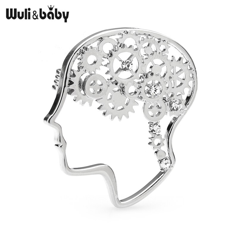 Wuli&baby Alloy Machine Brain Head Brooches For Women 2-color Figure Party Office Brooch Pins