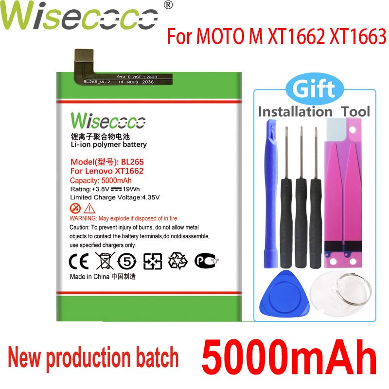 Wisecoco Hoge Capaciteit BL265 Batterij Voor Lenovo XT1662 Batterij Voor Moto M XT1662 XT1663 Mobiele Telefoon + Tracking Nummer + Gereedschappen