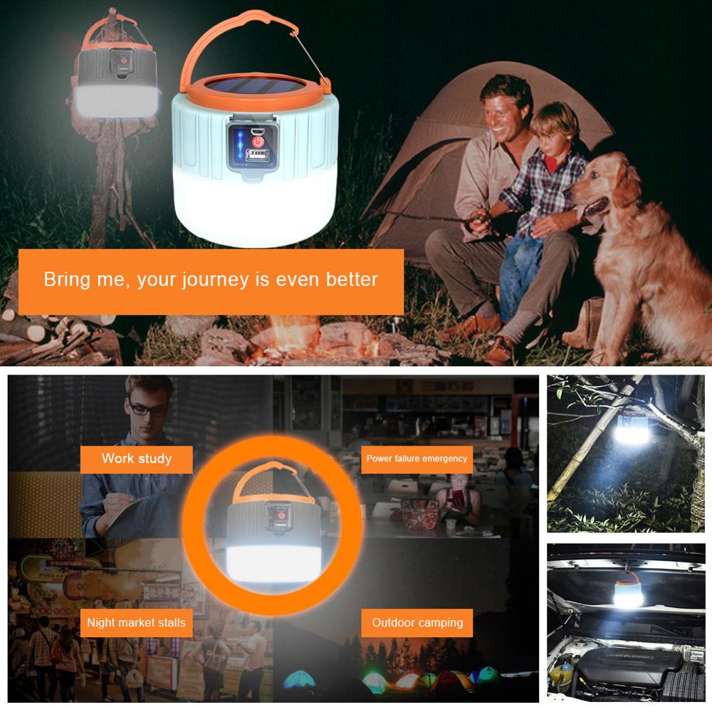 60/90/280W Camping Lantern Solar LED Camping Light Mini Portable Lantern Tent Camping Lamp DC/Solar Rechargeable Emergency Light