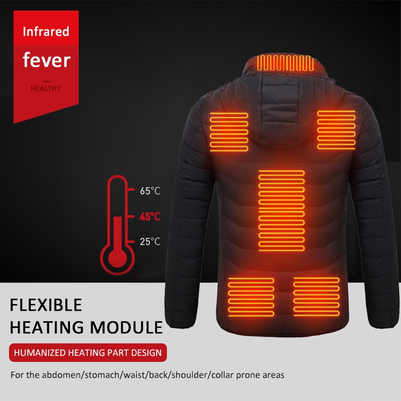 Alta qualidade jaqueta de aquecimento elétrico esportes ao ar livre casaco de inverno com tampa e usb colete de aquecimento elétrico para homens mulheres inverno