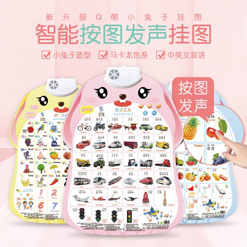 Pinyin sound wall map children's cognitive enlightenment early education voice children's voice baby reading picture literacy