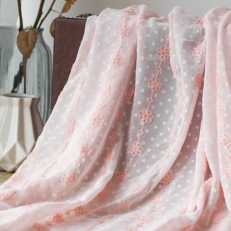 Beige, grå, lyserød blød jacquard broderet chiffon tyl stof til kjole skjorter, i meter , 150cm bred