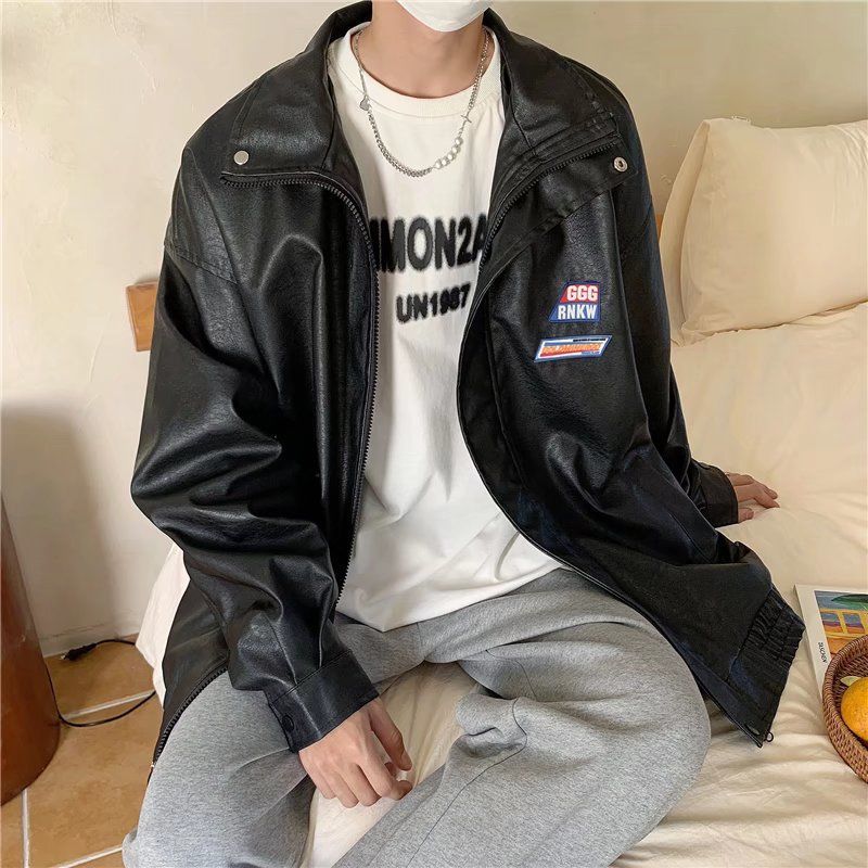 Lente Leren Jas Mannen Vrouwen Koreaanse Trend Br Locomotief Kleding Leren Jas Knappe Hong Kong Stijl Liefhebbers Alle-Match top