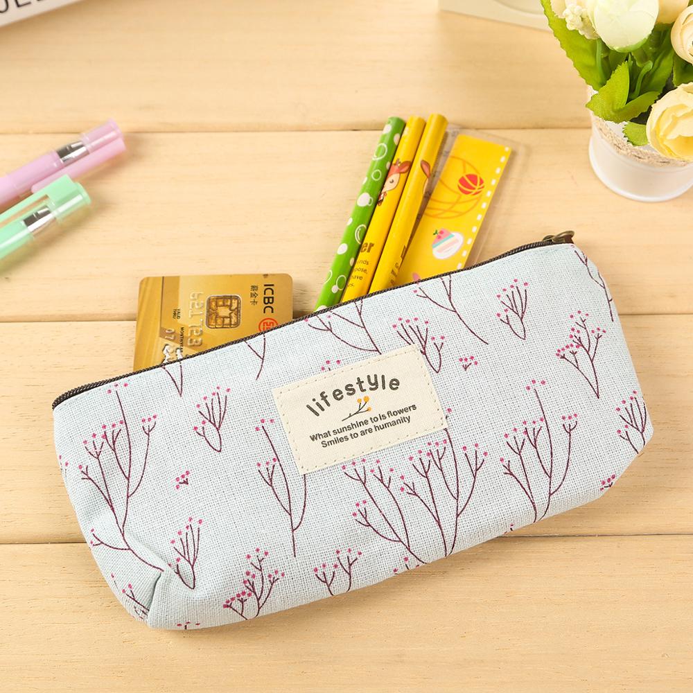 ¡Novedad de ! estuche bonito para lápices Kawaii con de flores y flores, bolsas de tela con cremallera para bolígrafos, suministros escolares para estudiantes