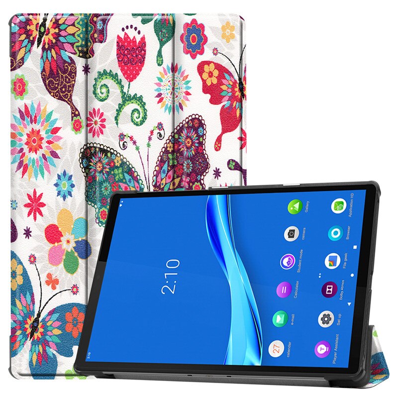 For lenovo tab  m10 fhd plus etui tb -x606f tb -x606x pu lær magnetisk nettbrett foliodeksel for lenovo tab  m10 plus 10.3 tommer: Sommerfugler