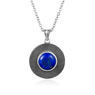 Sterling Silber 925 Halskette Natürliche Lapis Lazuli Stein Anhänger Halskette für Frauen Einfache Edlen Schmuck: Ursprünglich Titel