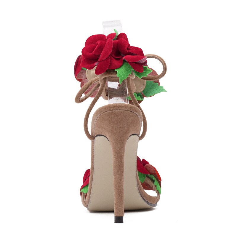 LTARTA 2020 gwiazda sandały czerwona róża krawat szpilki damskie buty sandały w dużym rozmiarze czerwone sandały z wzorem w kwiaty kobiety moda 42 ZL