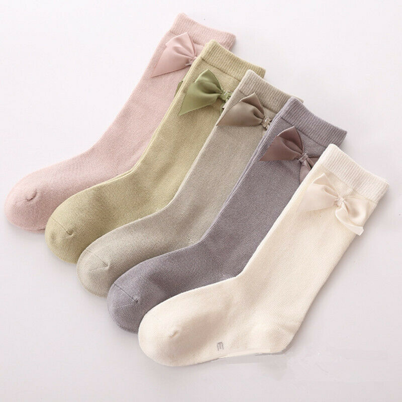 Spädbarn småbarn baby tubstrumpor barn prinsessor flickor söta rosettstrumpor knähöga strumpor bomullsrosett strumpbyxor benstrumpor