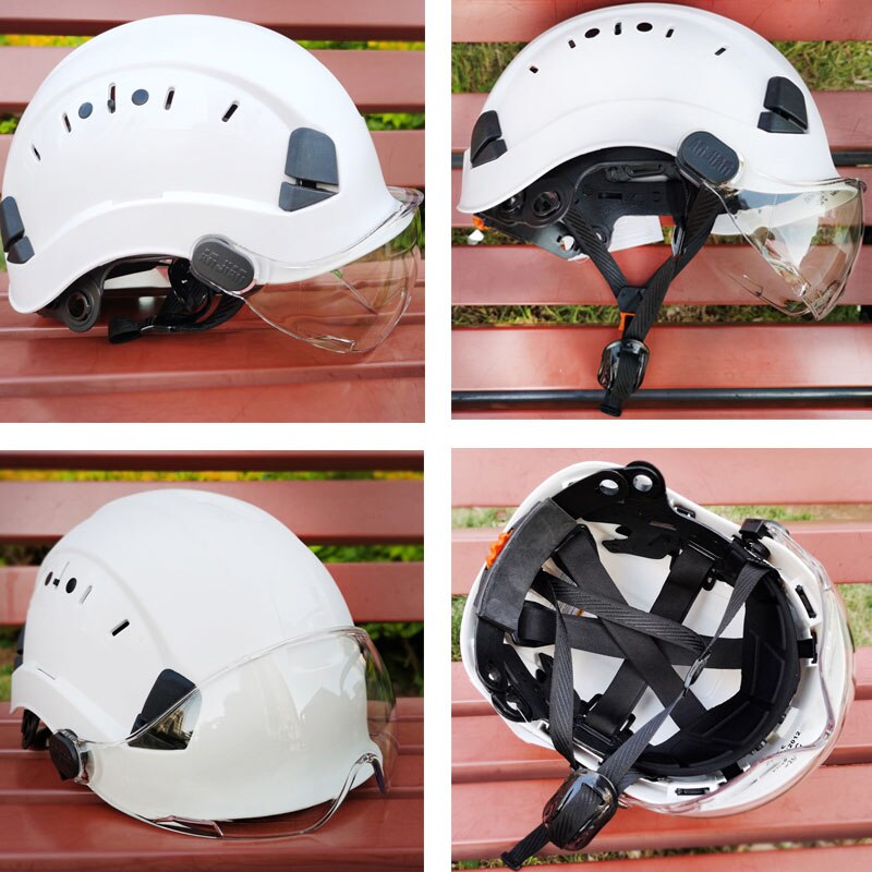 Veiligheid Helm Met Bril Bouw Hard Hoed Abs Beschermende Helmen Werk Cap Voor Werken Klimmen Rijden