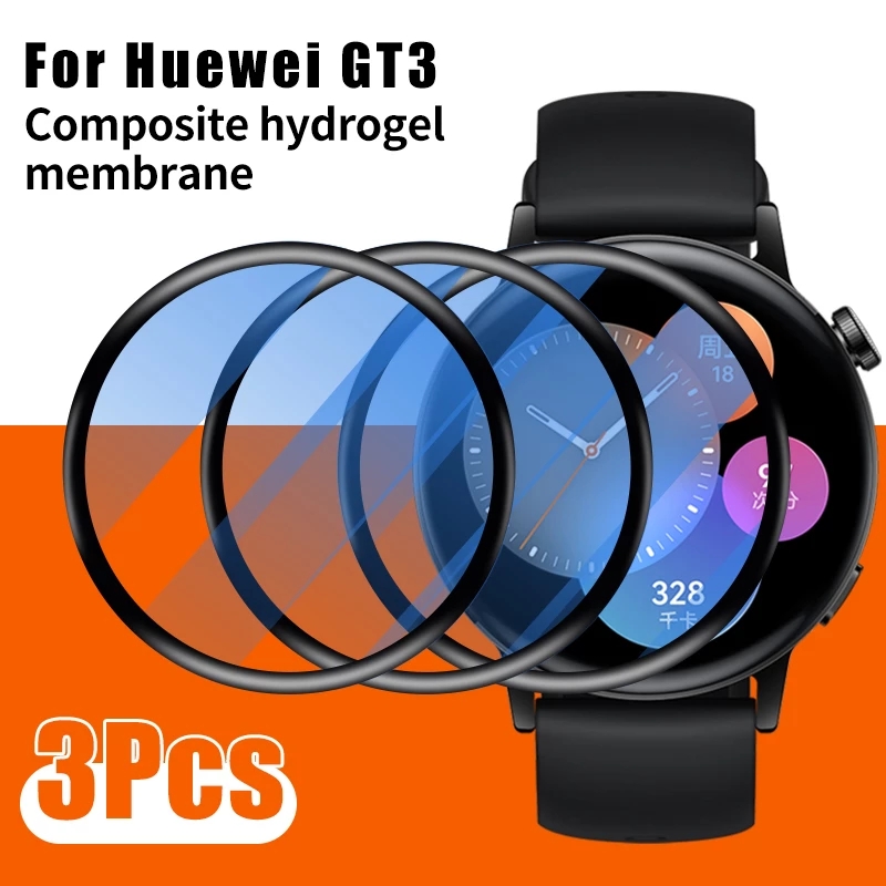 3PCS 9D Curved Screen Protectors Cover Film For Huawei Watch GT3 42MM 46MM Soft Fiber Glass Hauwei Watch GT 3 3GT WatchGT3 46 MM