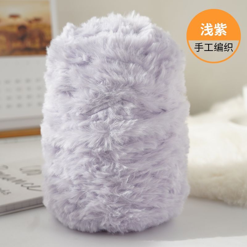 Imitation Mink Fur Yarn Hand Woven High-end DIY Hook Hat Hook Scarf Sweater Slippers Soft Fur Coarse Yarn Crochet Handmade Scarf: Silver