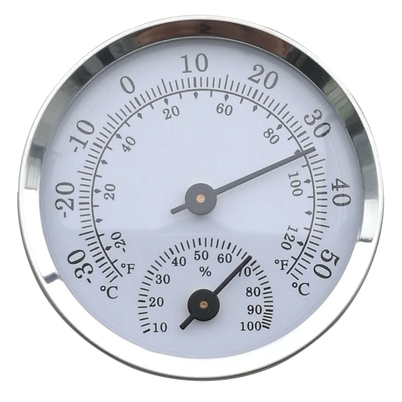 Silver Round Dial Wall Mounted Temperature Humidity Meter For Sauna Room Household Thermometer & Hygrometer