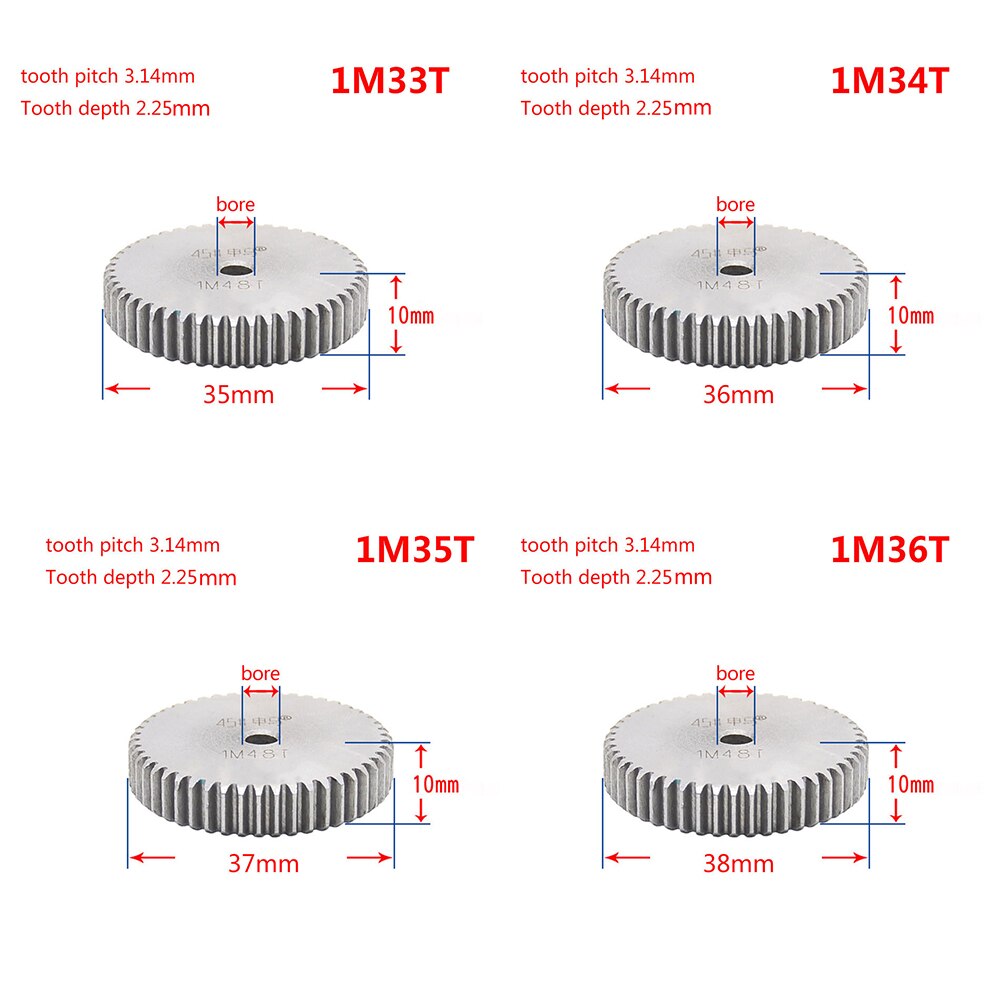 1Pcs 45# Steel Spur Gear 1Mod 29T-44T Metal Moter Gear 29 Tooth - 44 Tooth Pinion Gear