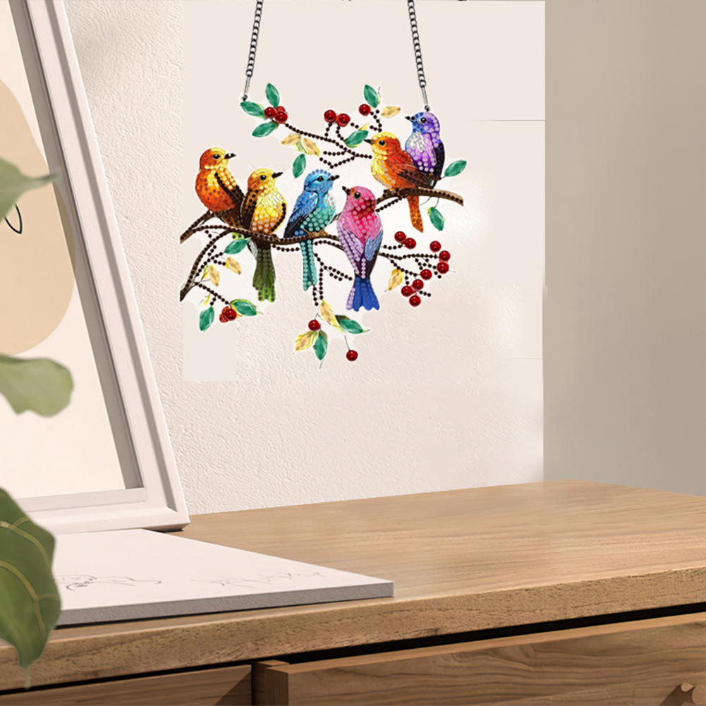 Flowers Cross Diamond Art Hanging Pendant Diamond Painting Home Decor Rhinestone Diamond Art Window Pendants for Window Decor