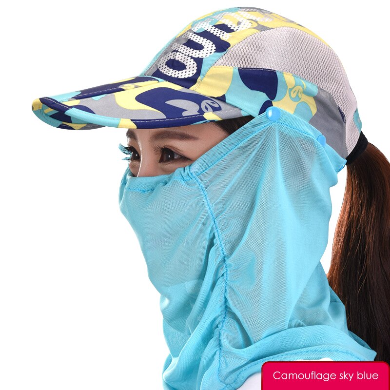 Women Foldable Sun Protection Baseball Cap Outdoor Beach Camping Hat with Removable Neck Face Flap Cover: 02