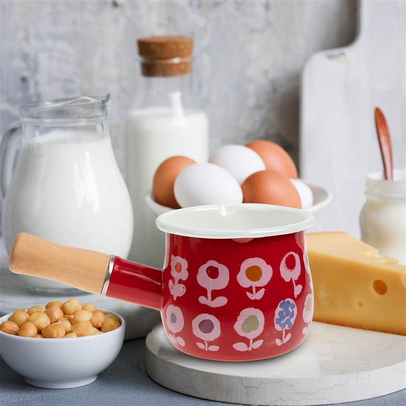 Holz Griff Milch Topf Haushalt Emaille Milch Pfann... – Grandado