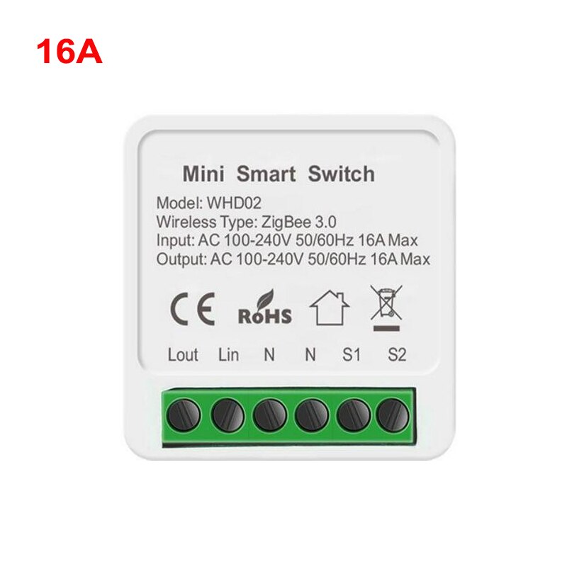 Zigbee Tuya Home Mini Switch On-off Device Compatible With Alexa And Google Home Smart Home Use With Gateway: 16A