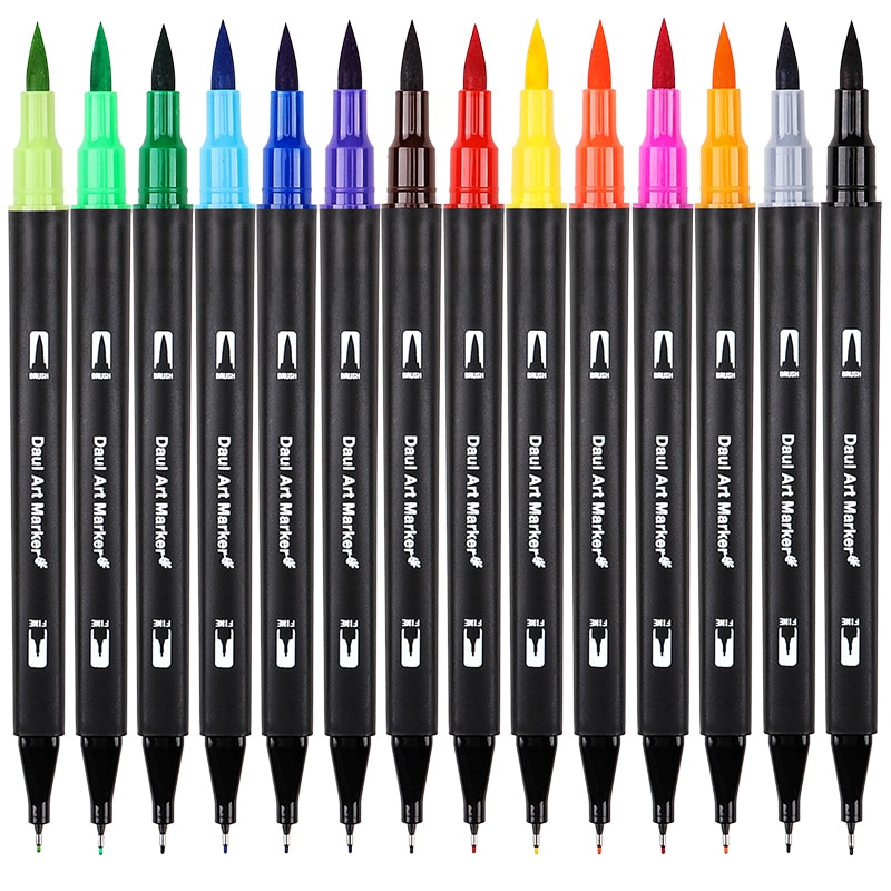 100 färger med dubbla spetsar penselpennor filtpenna konst markör fine liner pensel ritning konst måla akvarell penna för att färga manga