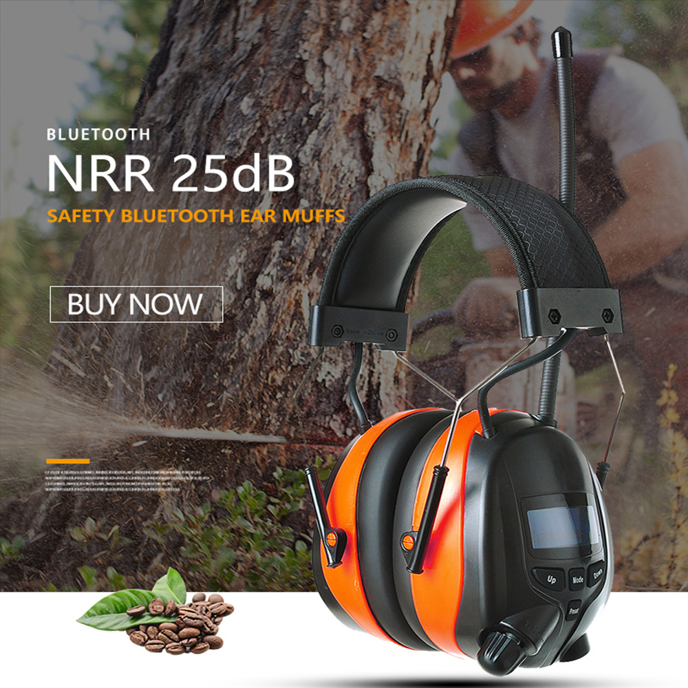 PROTEAR Elektronische Bluetooth-Gehörschutz-Kopfhörer mit FM AM Radio 25 dB NRR Noise EarMuffs Wiederaufladbare Gehörschutz