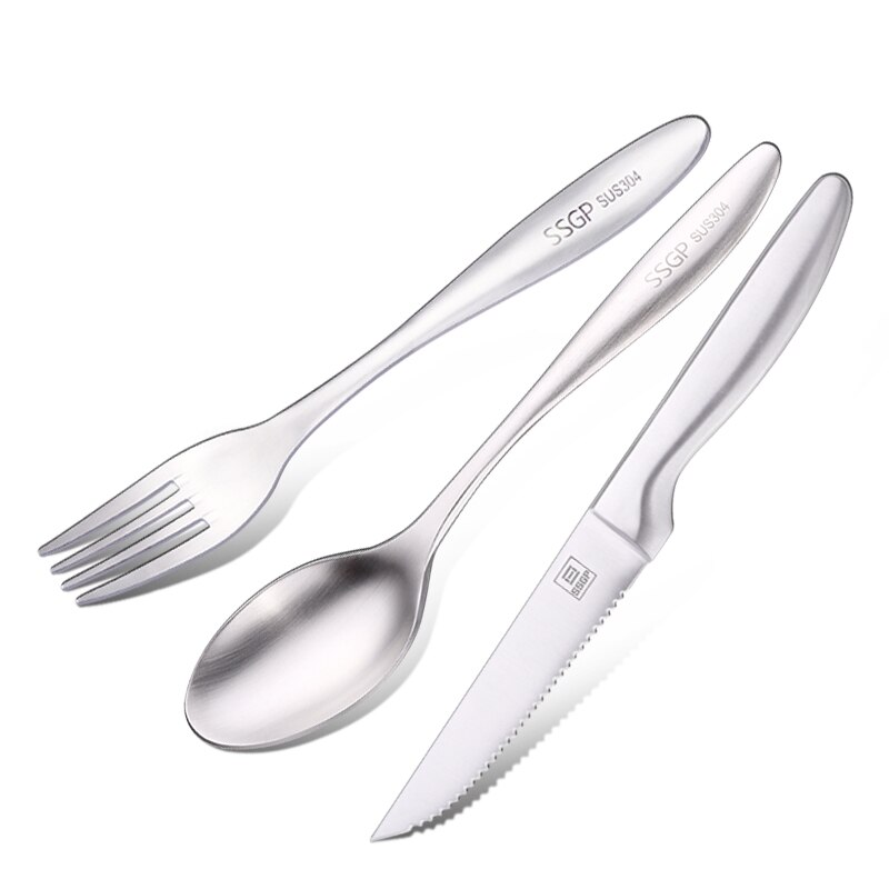 Biff kniv sett  av 3 rustfritt stål vestlig stil middag kniver servise kuttet biff kniv gaffel skjeer bestikk sett: Sett  av 3