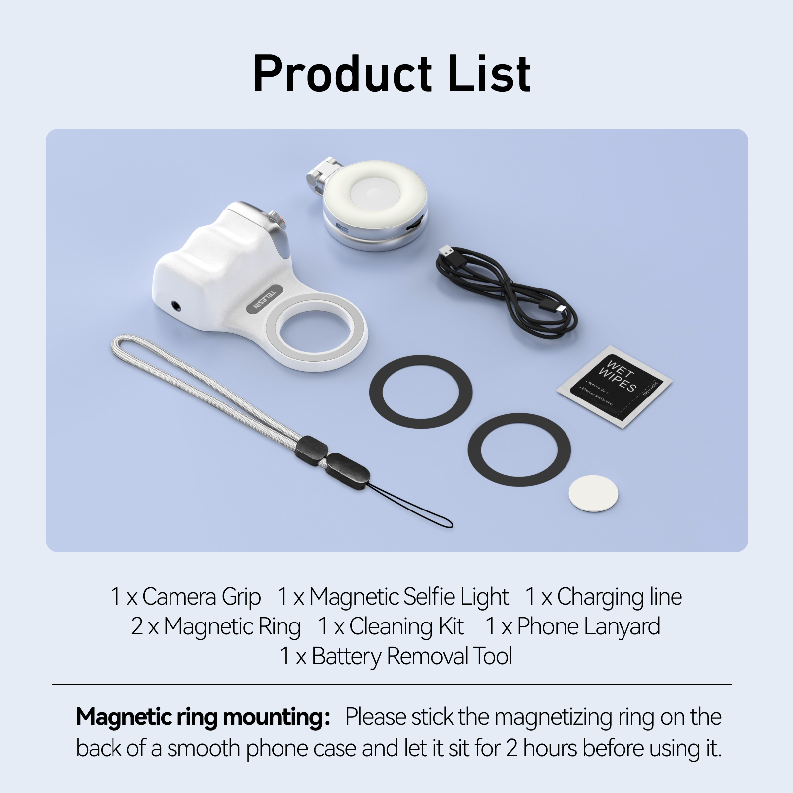 TELESIN MagSafe Camera Sluitergreep en invullichtset voor iPhone 16 Pro Max 15 14 13 OnePlus XIAOMI Android Afneembare afstandsbediening: Rood