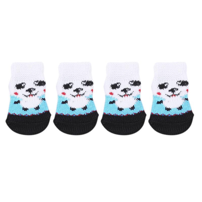 Pet Dog Puppy Cat Shoes Slippers Non-Slip Socks Pet Cute Indoor for Small Dogs Cats Snow Boots Socks pet supplies: blue white S