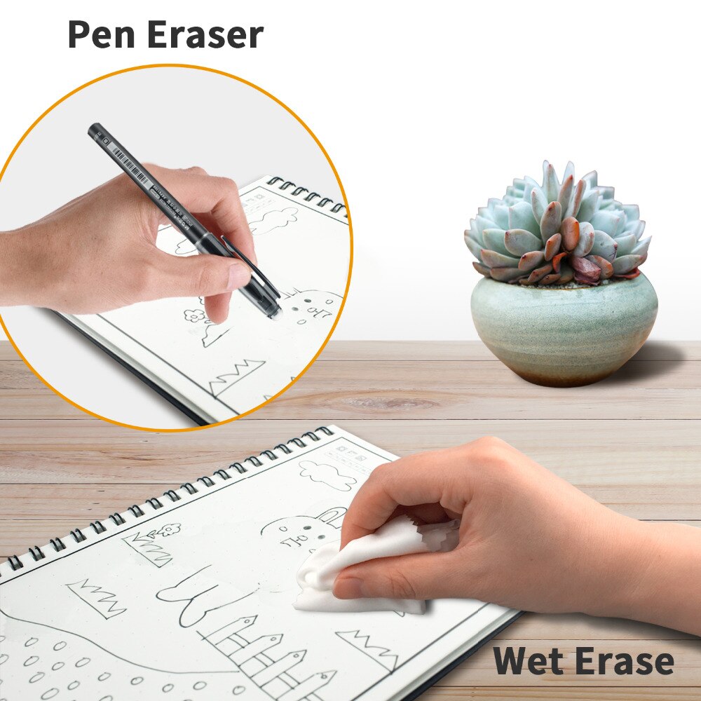 A5 B5 Smart Reusable Erasable Notebook Paper Erase Notepad Note Pad Lined With Pen Pocketbook Diary Office School Drawing