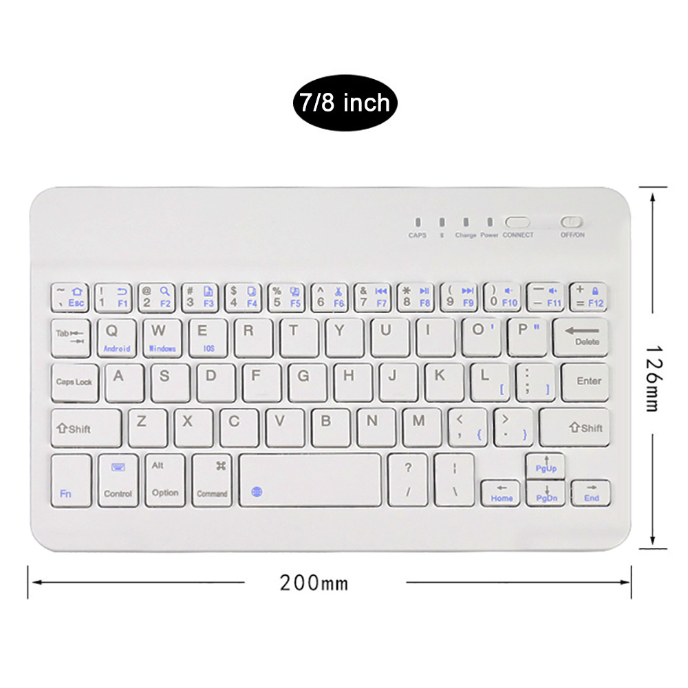 Clavier Bluetooth sans fil avec étui en cuir pour tablette universelle IOS Android Windows, étui en cuir magnétique détachable: WHITE