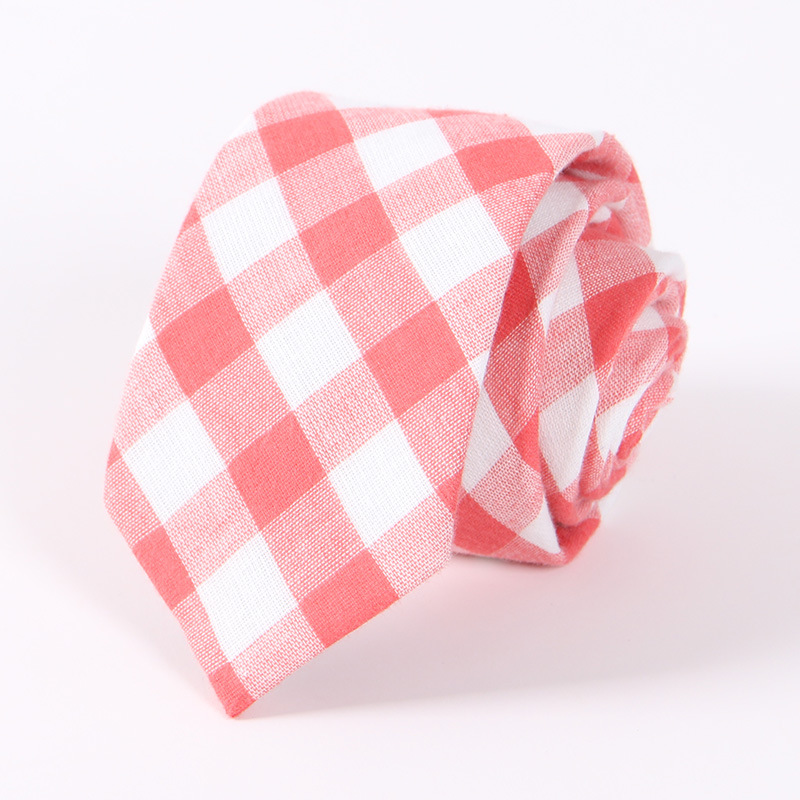 18 kleuren Mode 6.5 CM Breedte Katoen Tie Brand Gestreepte Plaid Stropdassen Voor Mannen Bruidegom Dassen Party Zakelijke Accessoires stropdas: CT017 D rubber red